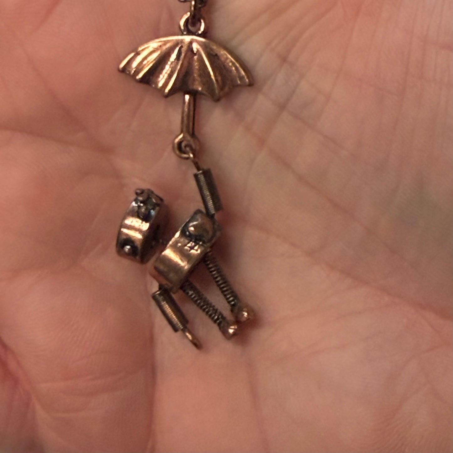 Vintage Brass Robot Necklace