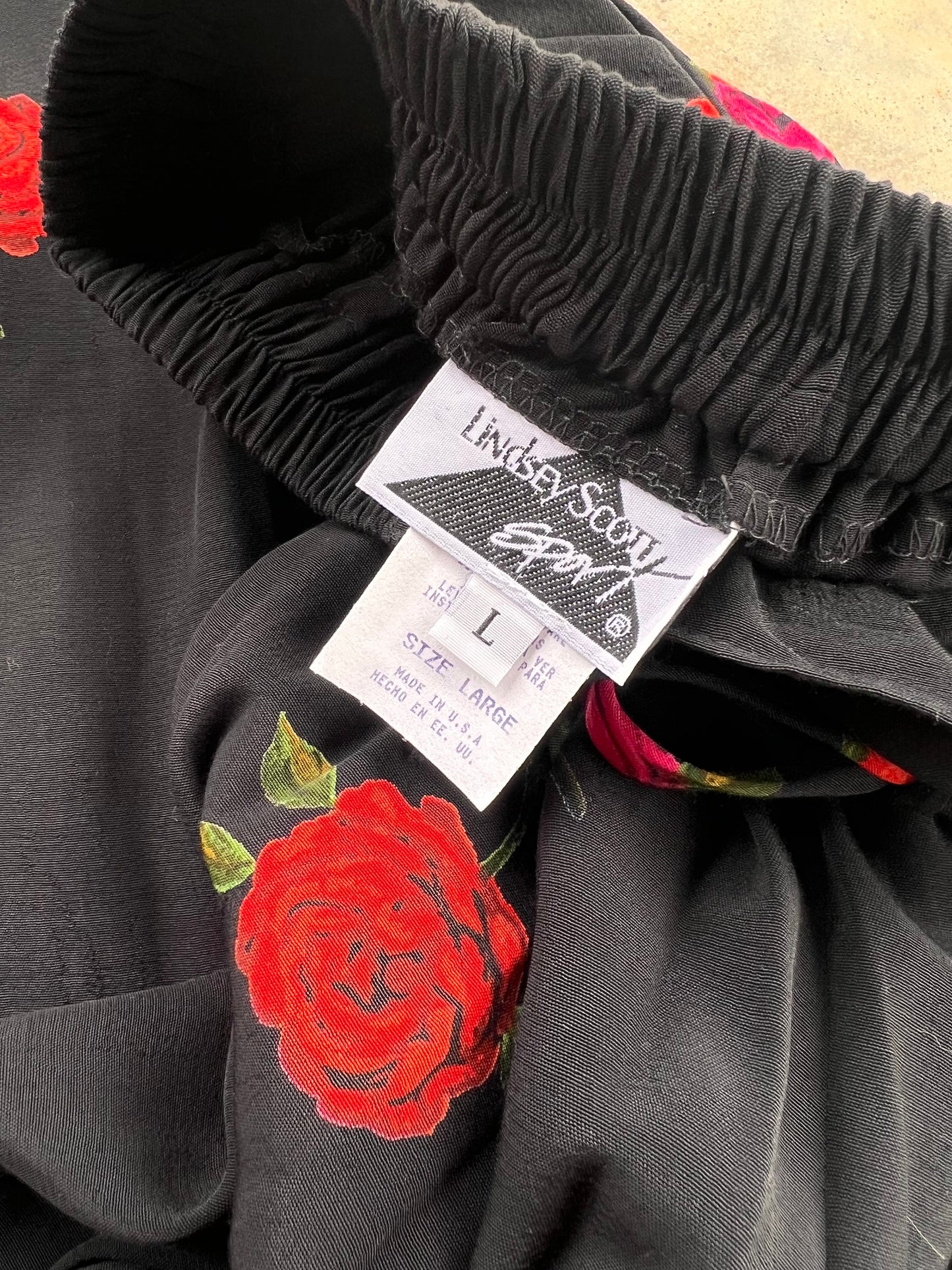 Vintage Lindsey Scott Sport Rose Casual Drawstring Pant-Sz L