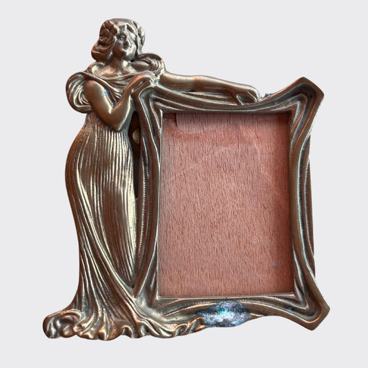 Antique Metal Picture Frame-Dressy Lady