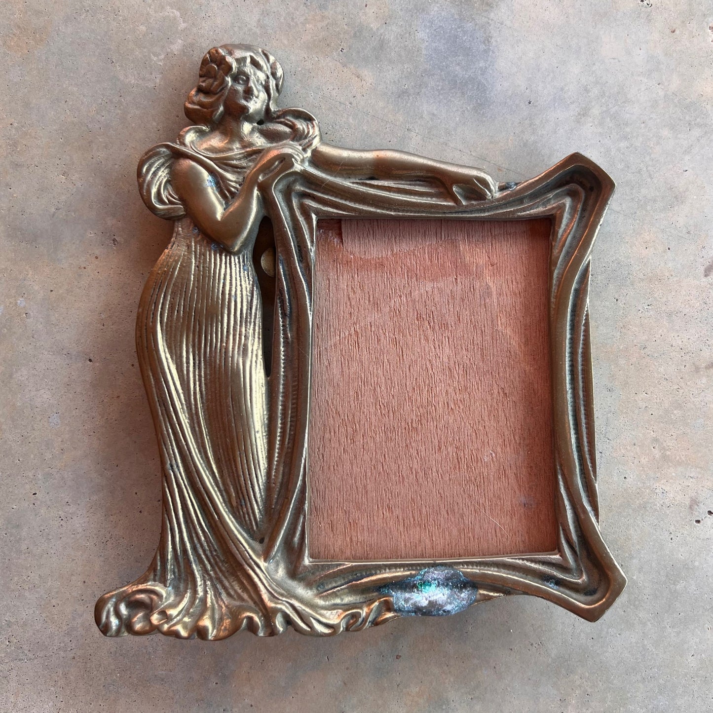 Antique Metal Picture Frame-Dressy Lady