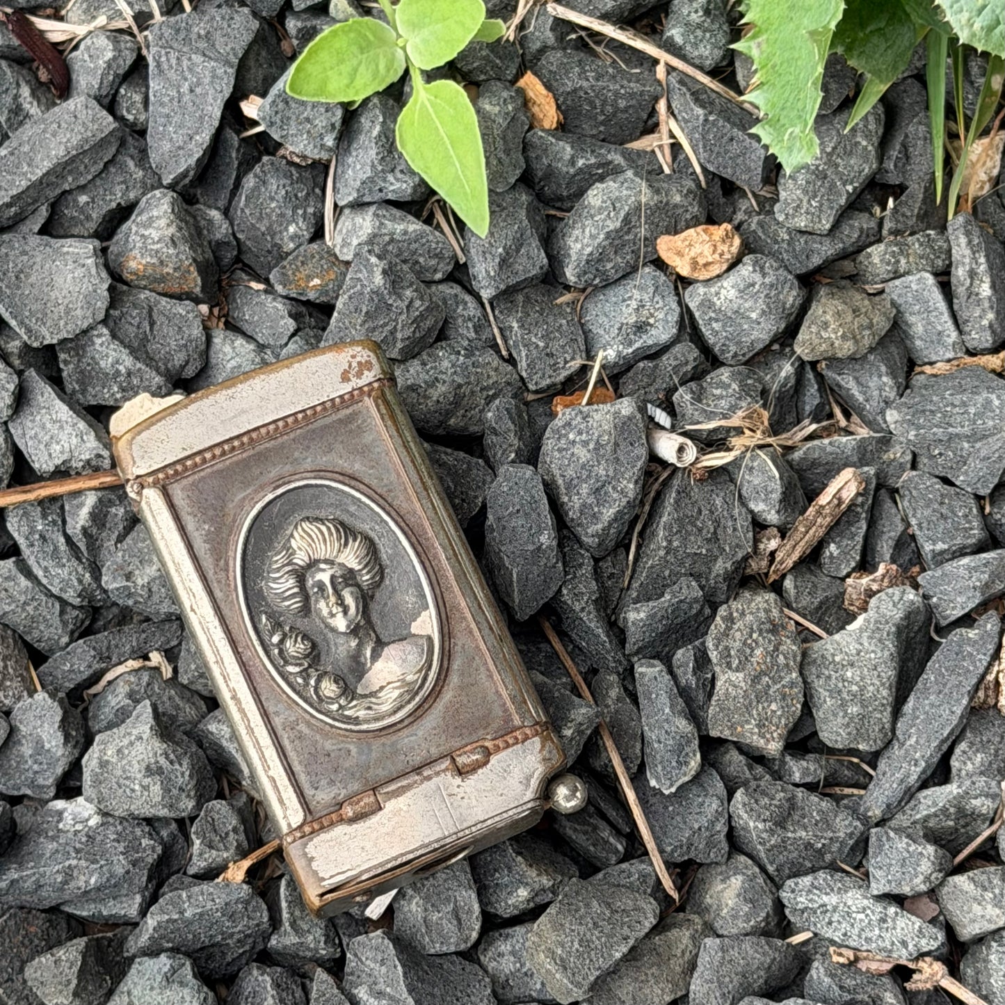 Antique Buck/Woman Match Holder and Striker