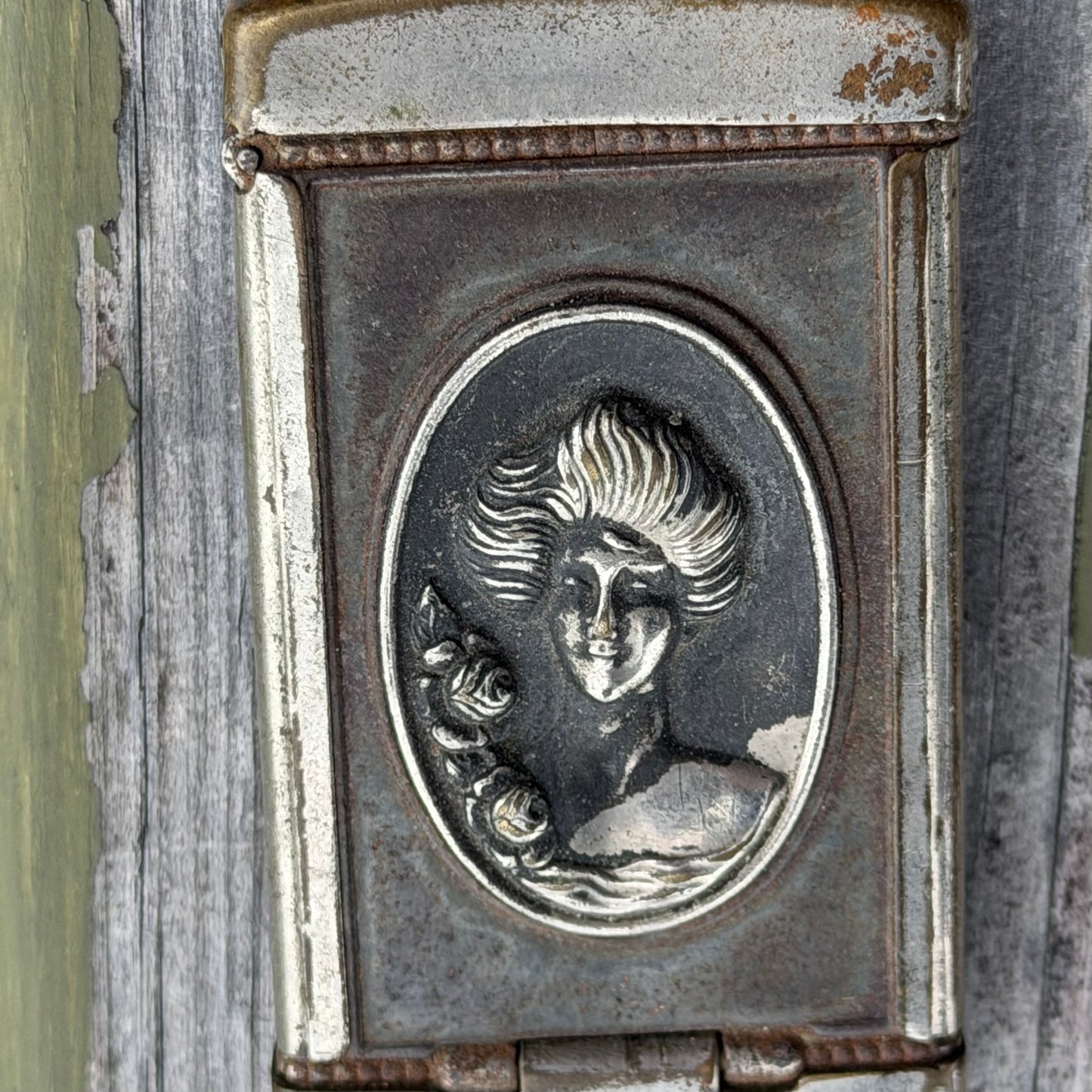 Antique Buck/Woman Match Holder and Striker