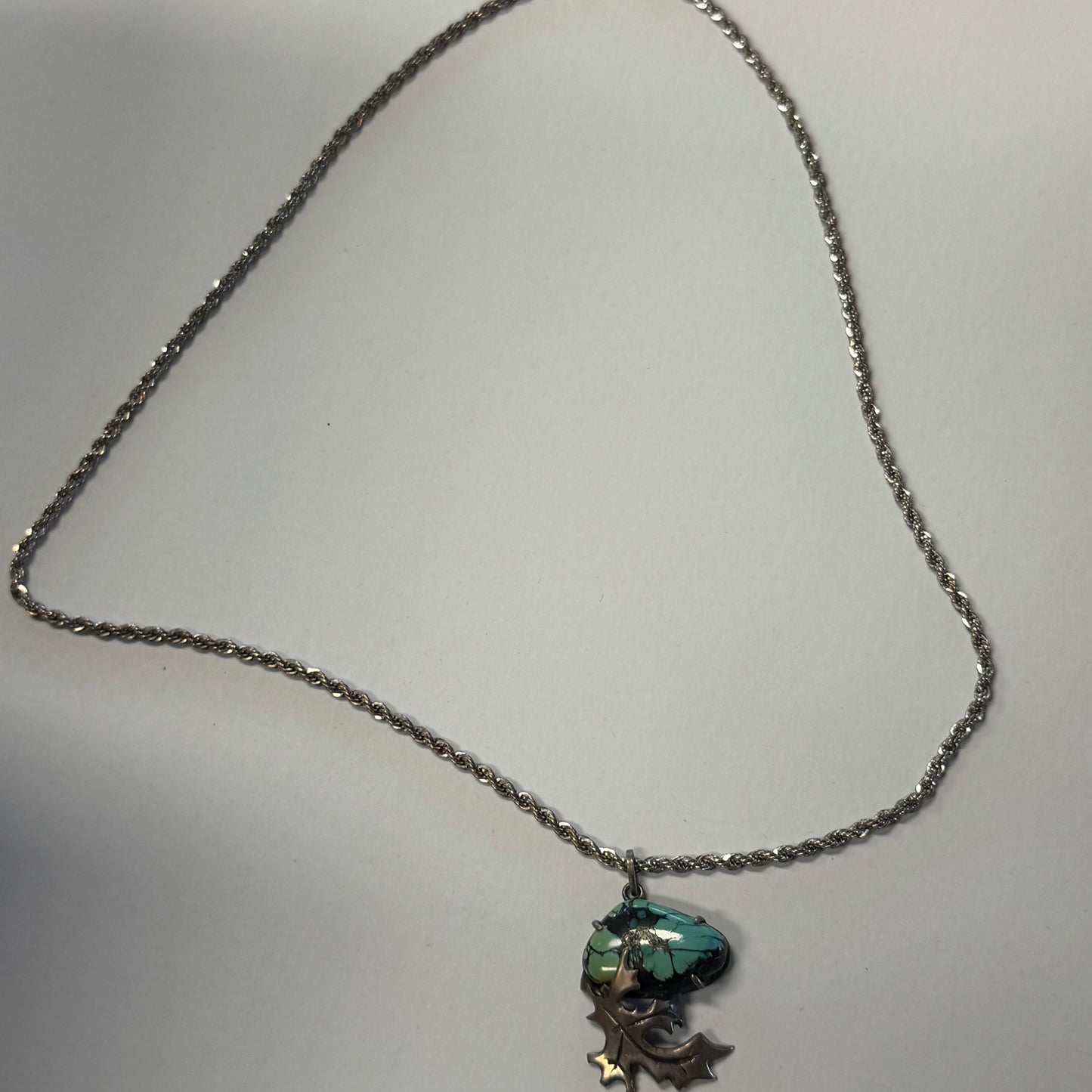 Vintage Turquoise Leaf Pendant
