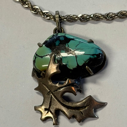 Vintage Turquoise Leaf Pendant