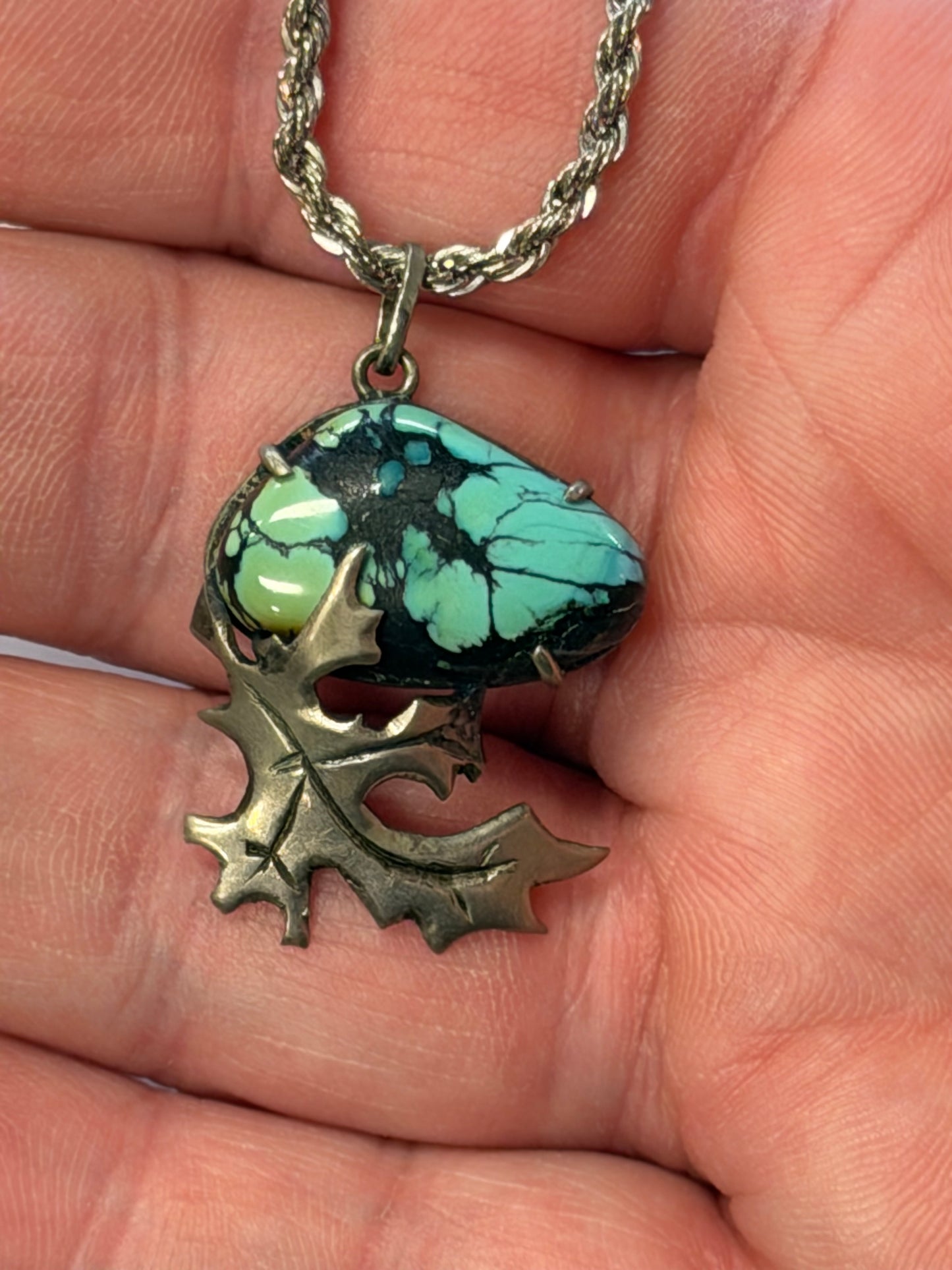 Vintage Turquoise Leaf Pendant