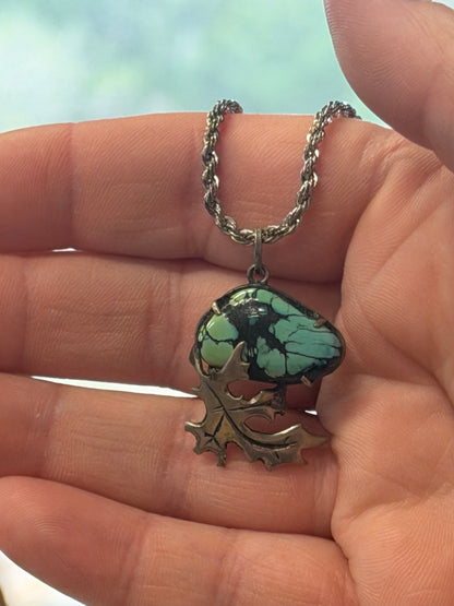 Vintage Turquoise Leaf Pendant