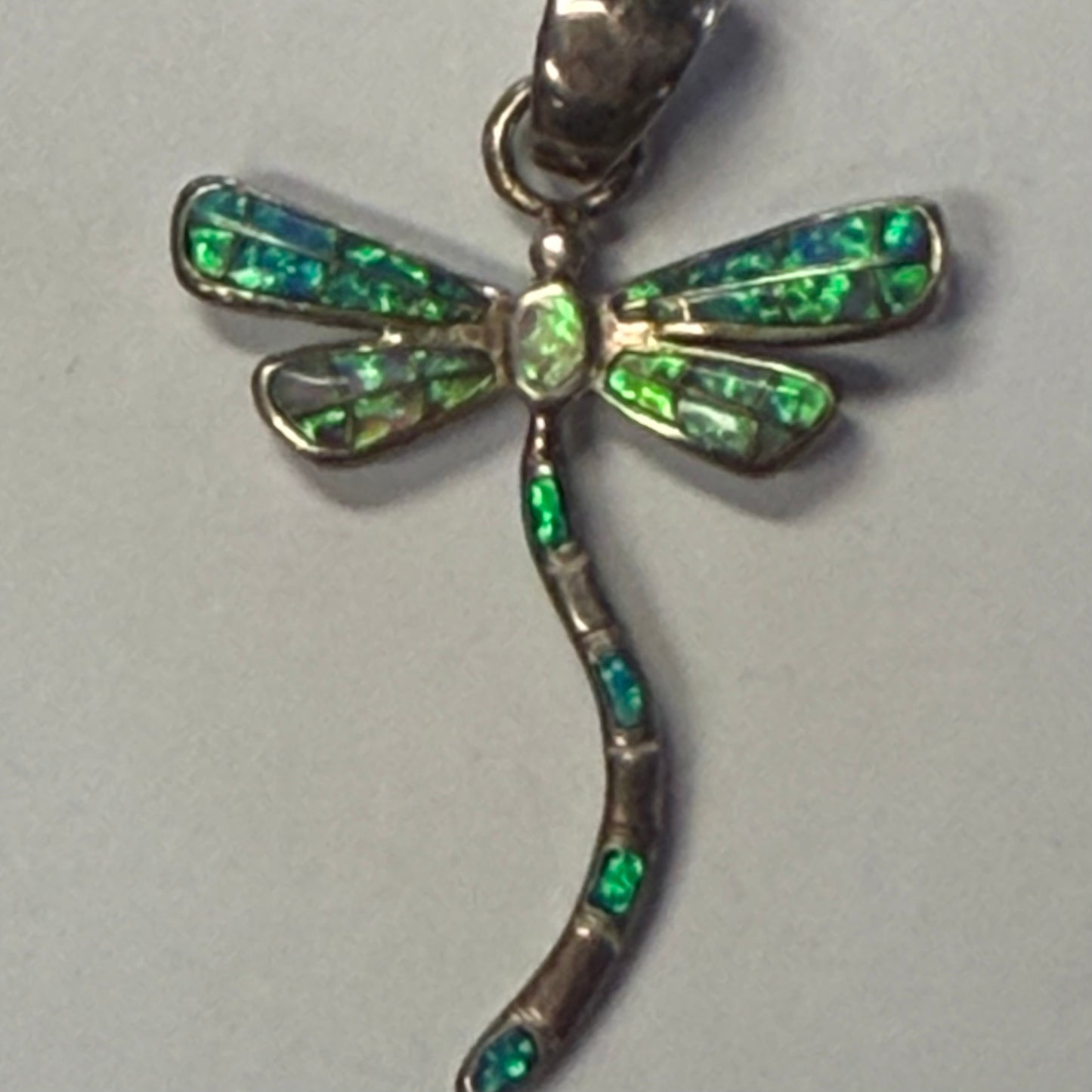 Antique Sterling Opal Dragonfly Pendant