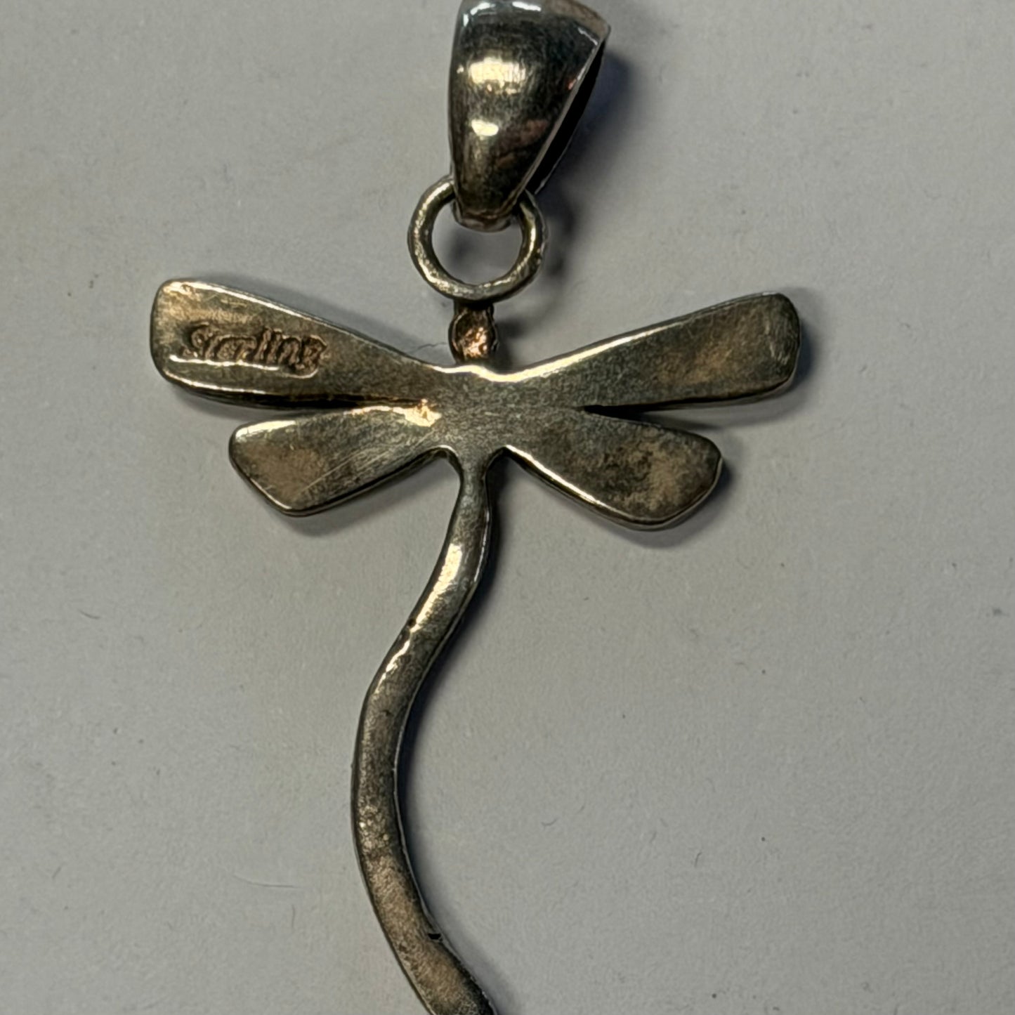 Antique Sterling Opal Dragonfly Pendant