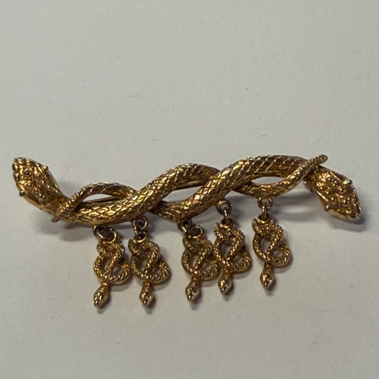 Vintage Brass Snake Brooch