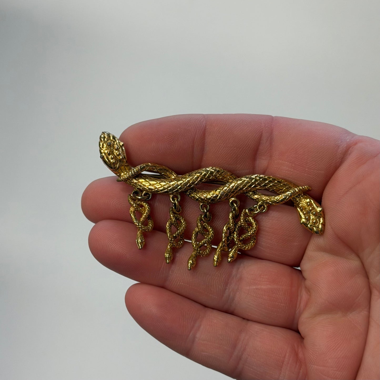 Vintage Brass Snake Brooch