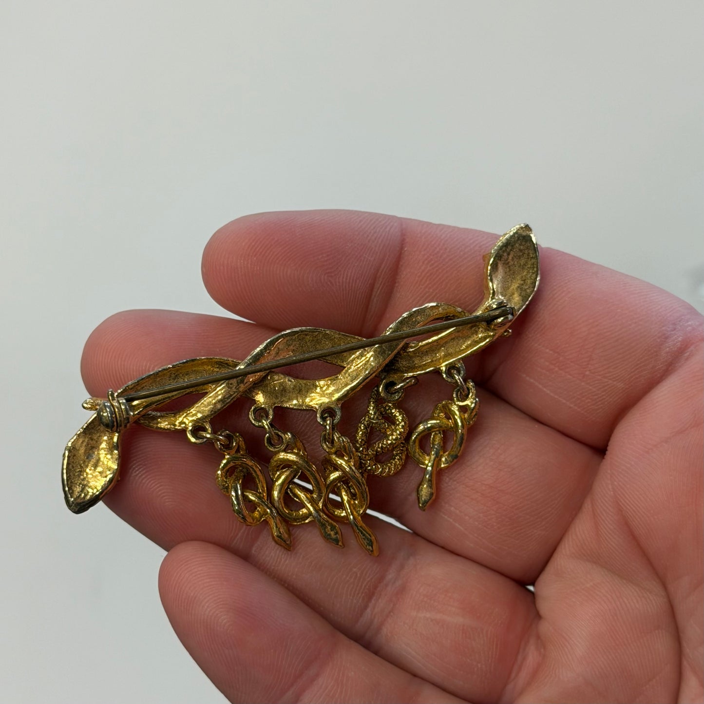 Vintage Brass Snake Brooch