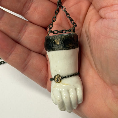Vintage Porcelain Hand Necklace