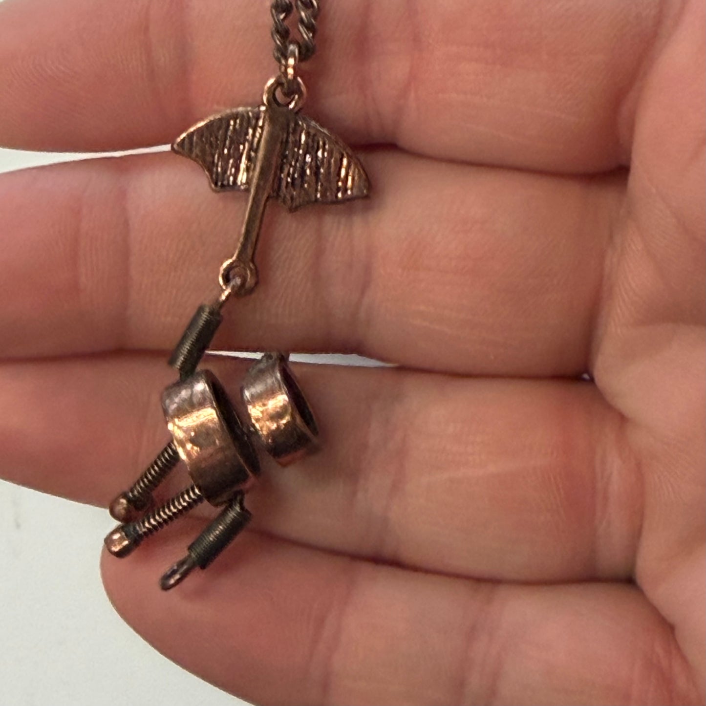 Vintage Brass Robot Necklace