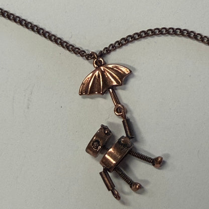 Vintage Brass Robot Necklace