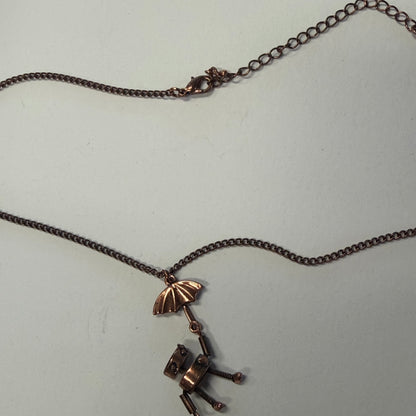 Vintage Brass Robot Necklace