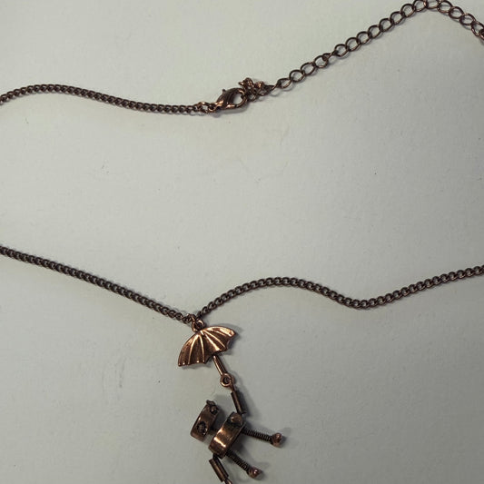 Vintage Brass Robot Necklace