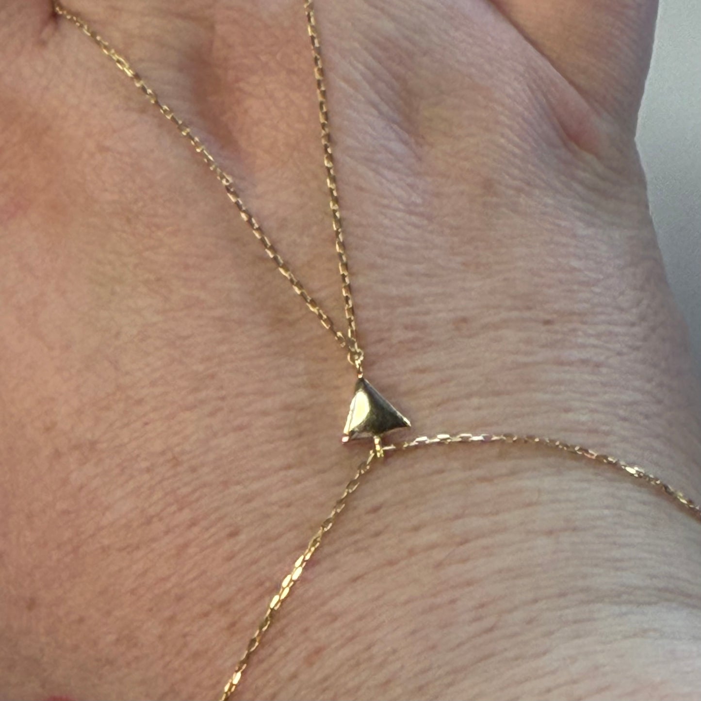 Antique Gold Triangle Bracelet With Ring Hole