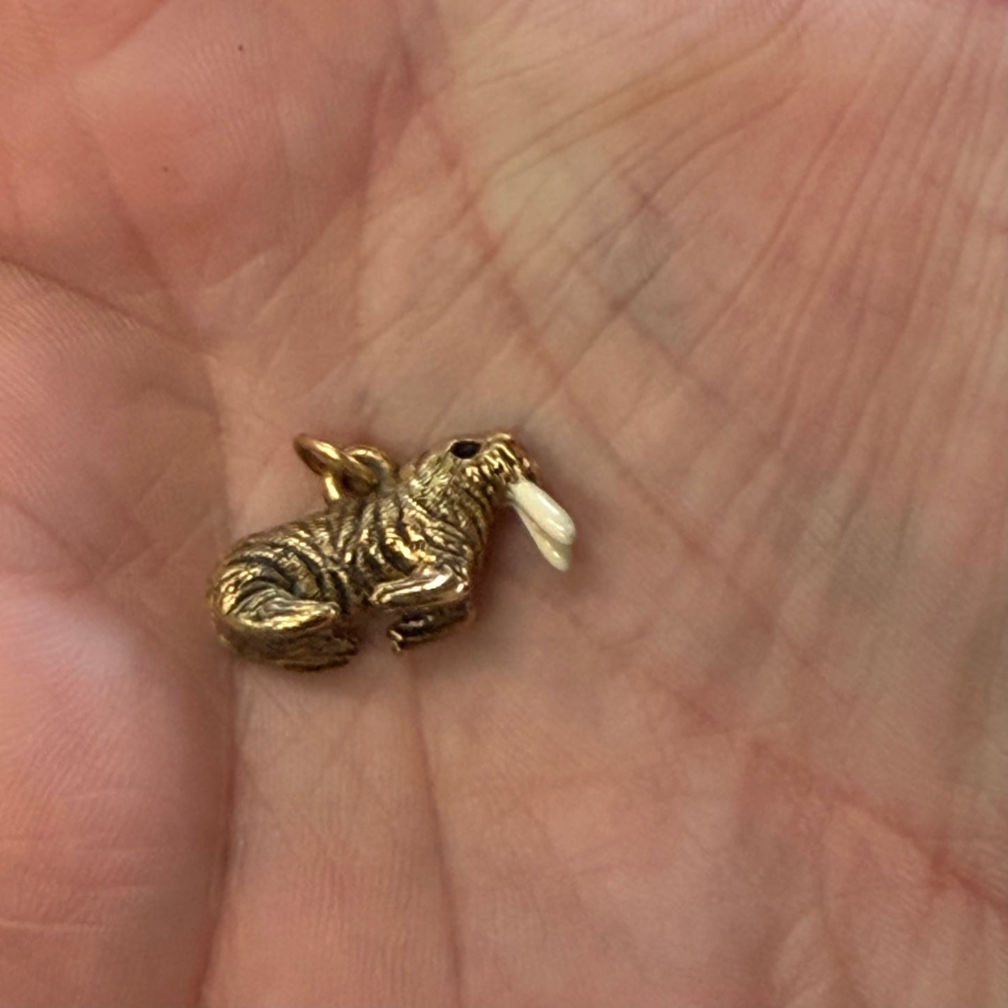 Antique Gold Toned Walrus Pendant