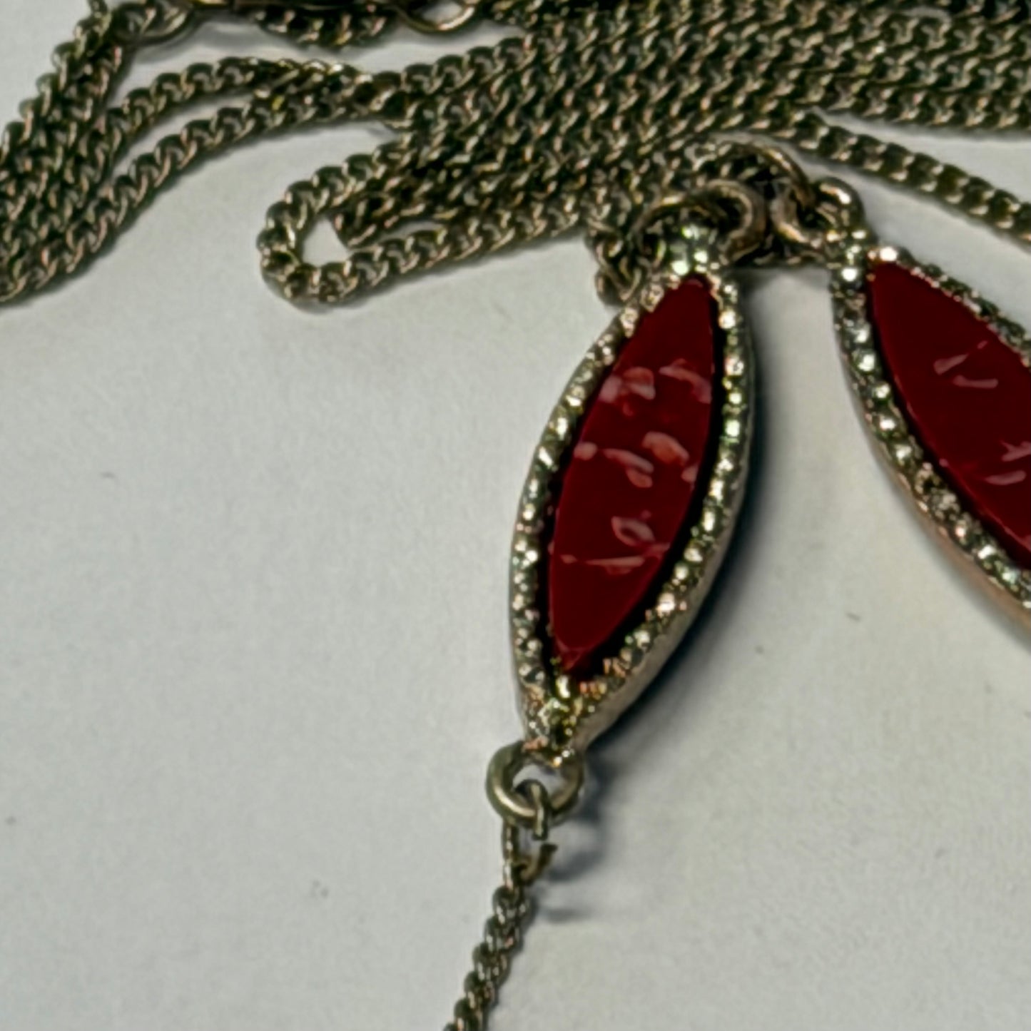 Antique Red Gold Geometric Necklace