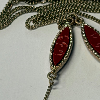 Antique Red Gold Geometric Necklace