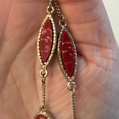 Antique Red Gold Geometric Necklace