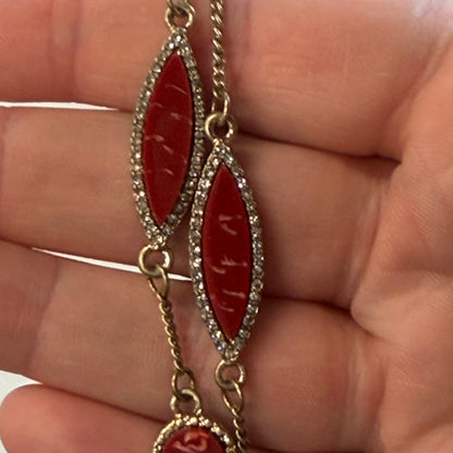 Antique Red Gold Geometric Necklace