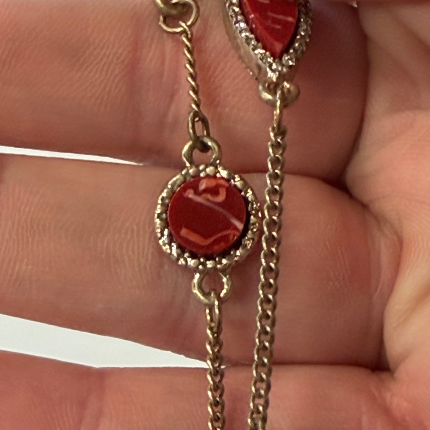 Antique Red Gold Geometric Necklace