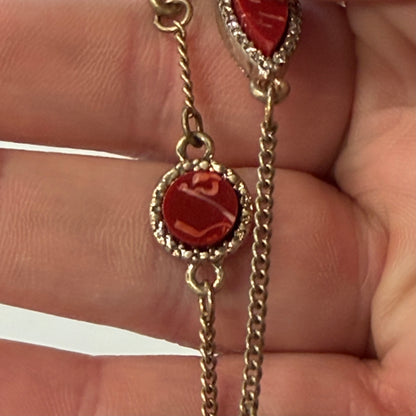 Antique Red Gold Geometric Necklace