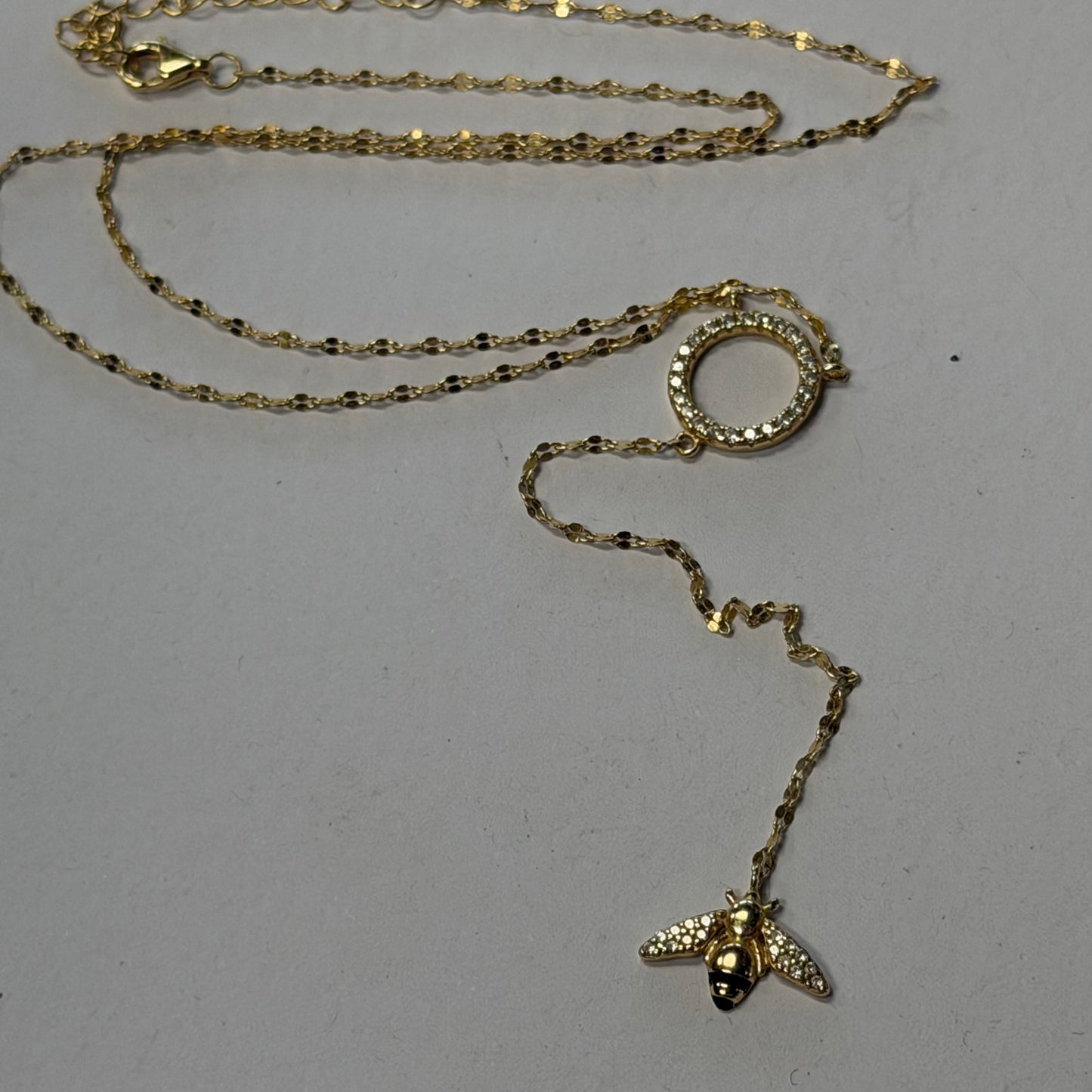 Antique Gold Tone Bee Necklace