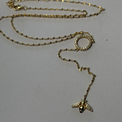 Antique Gold Tone Bee Necklace