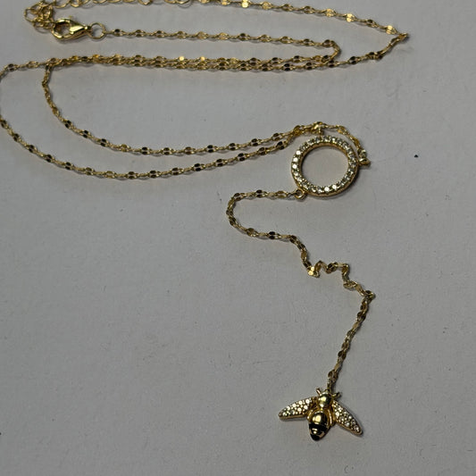 Antique Gold Tone Bee Necklace