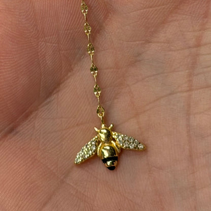 Antique Gold Tone Bee Necklace