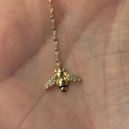 Antique Gold Tone Bee Necklace