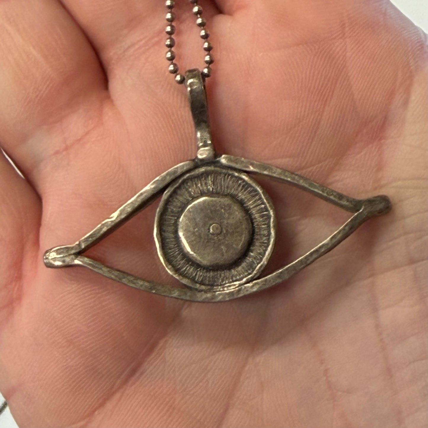 Antique Brass Eyeball Necklace