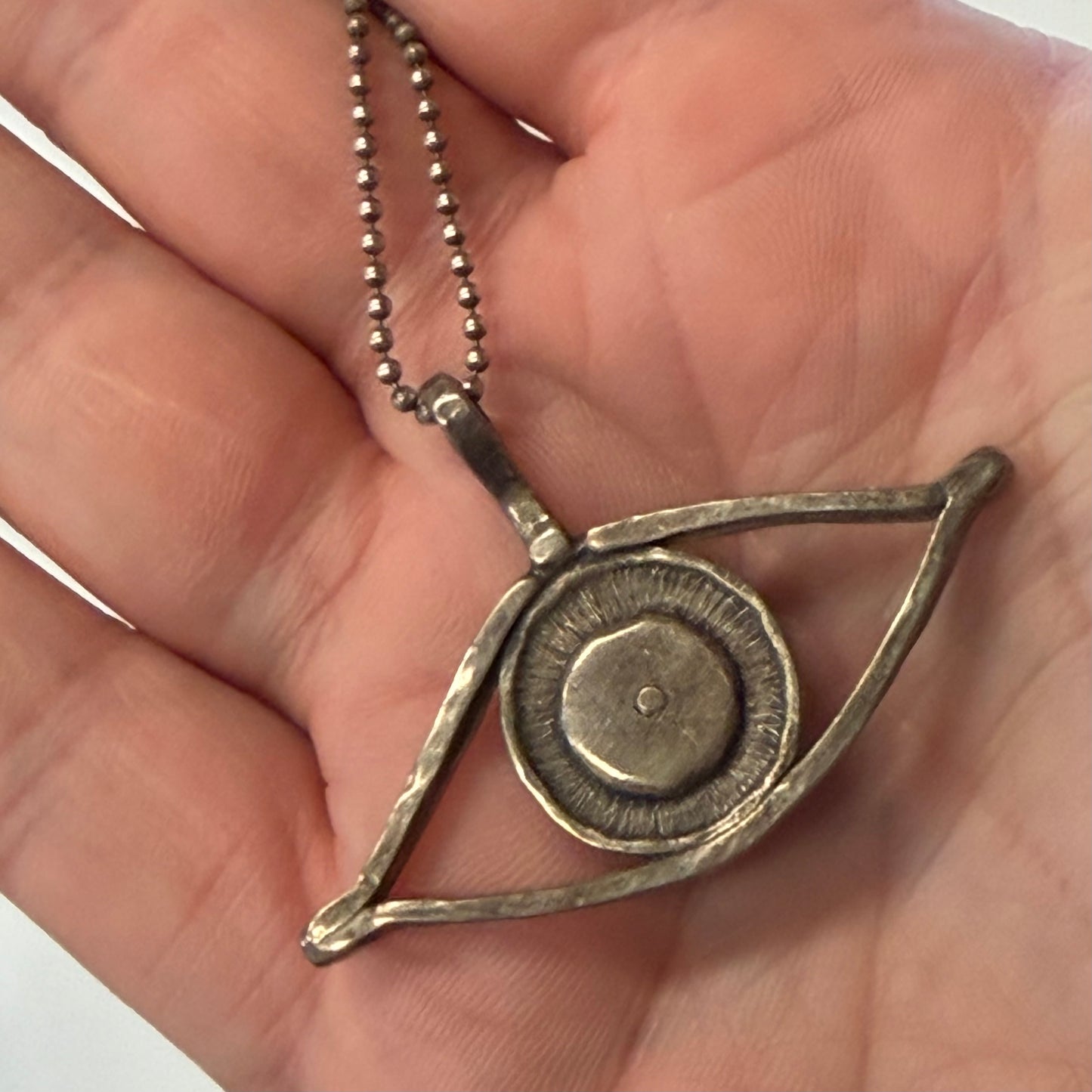 Antique Brass Eyeball Necklace