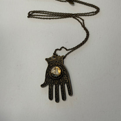 Antique Hamsa With Sailboat Necklace