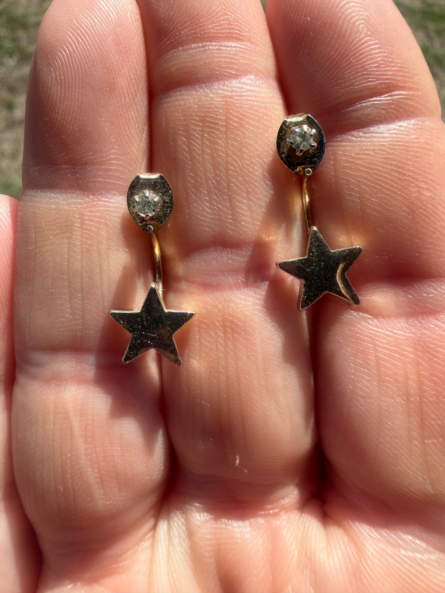 Antique Gold Plated Star Earrings