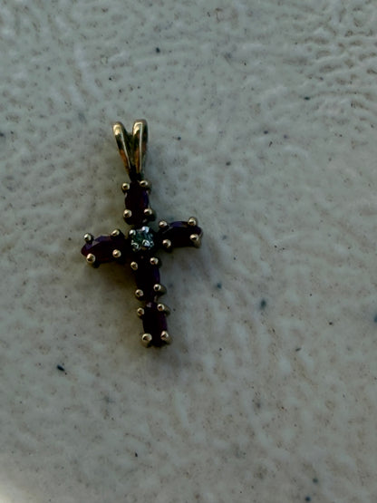 Antique Ruby Cross Pendant