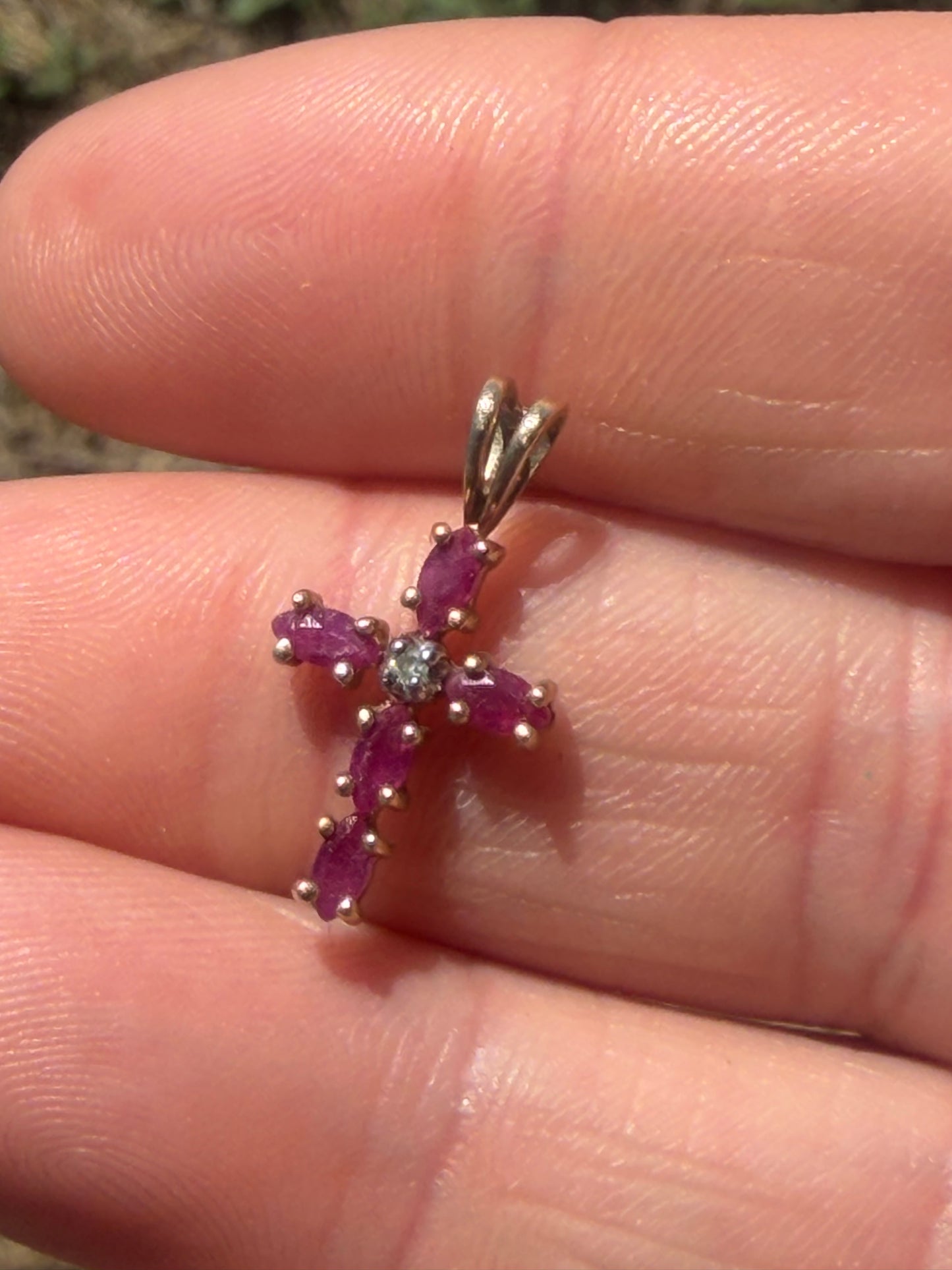 Antique Ruby Cross Pendant