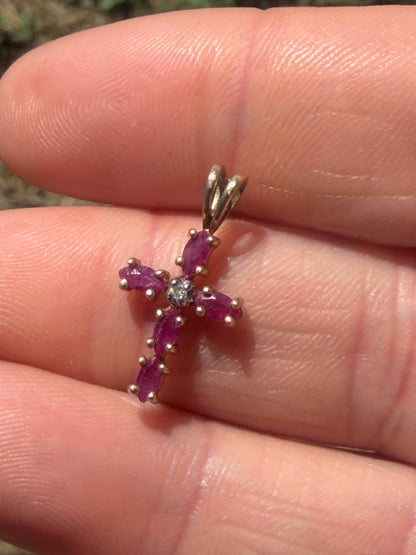 Antique Ruby Cross Pendant