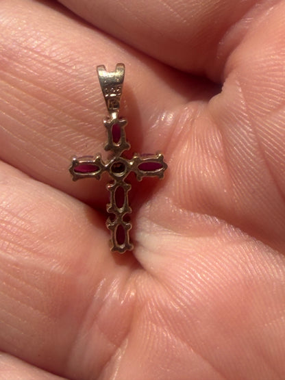 Antique Ruby Cross Pendant