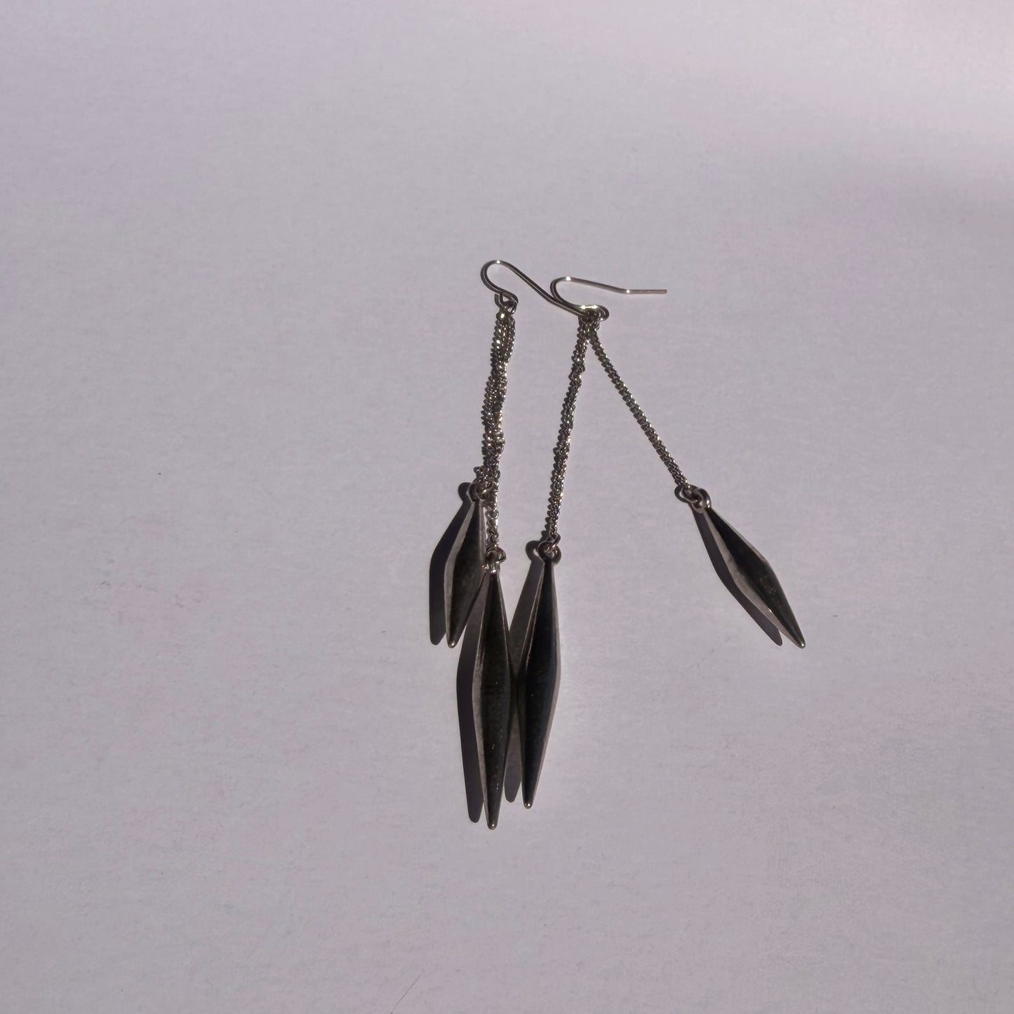 Antique Silver Tone Long Spear Earrings
