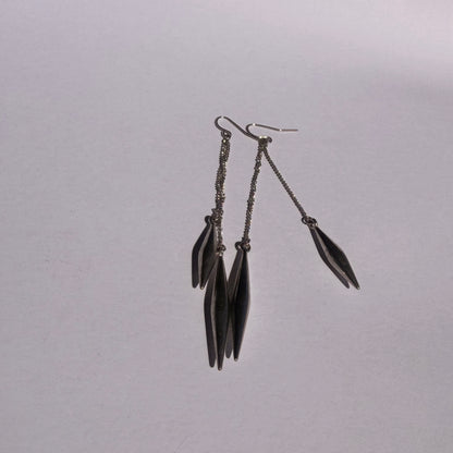 Antique Silver Tone Long Spear Earrings