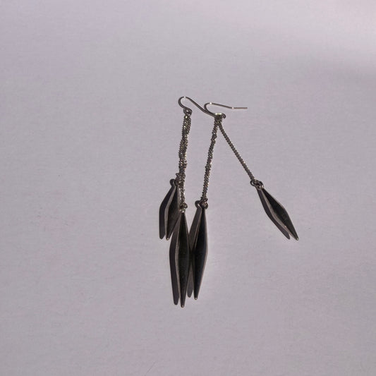 Antique Silver Tone Long Spear Earrings