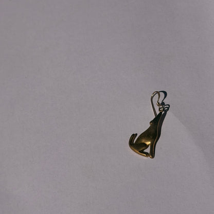 Antique Gold Tone Wolf Earring