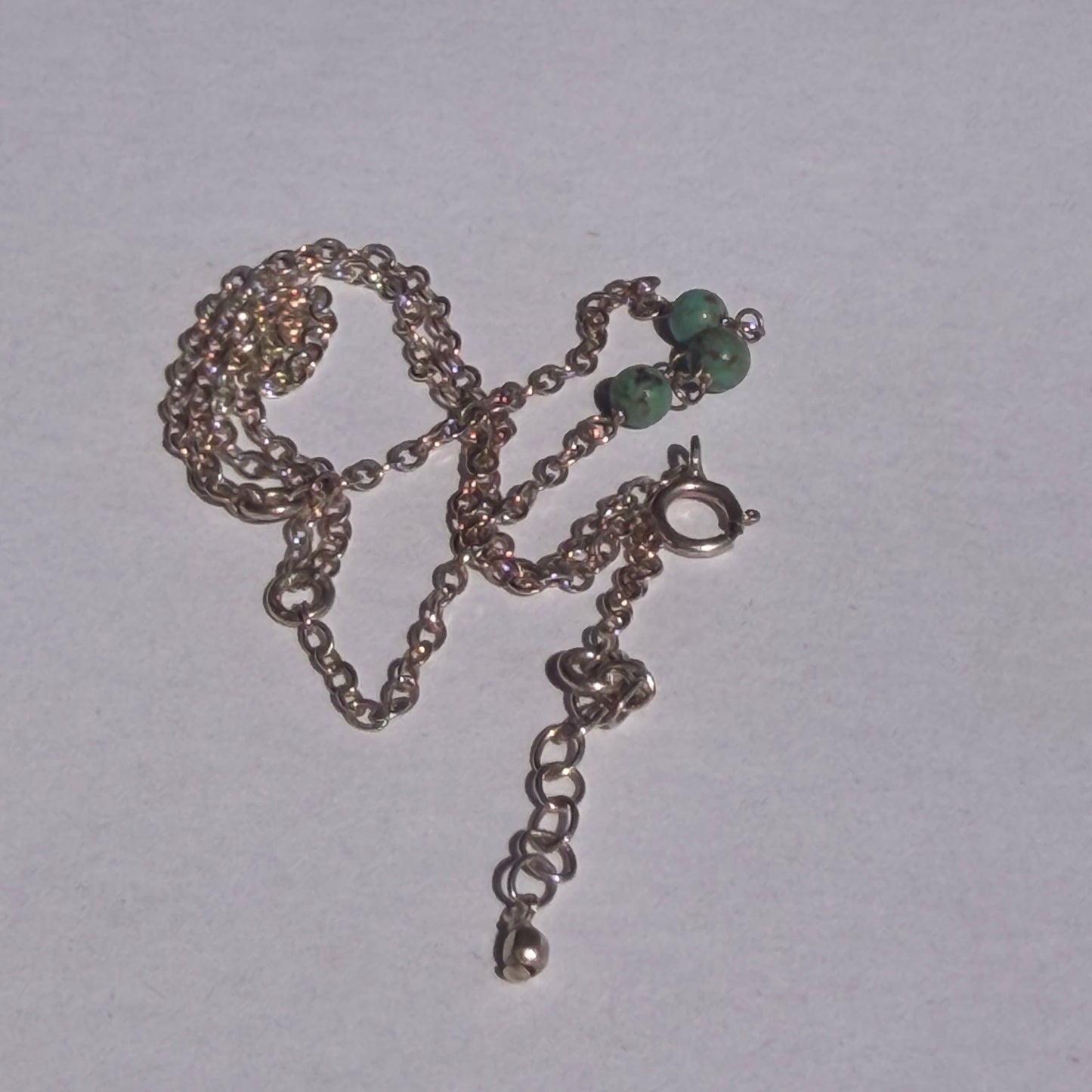 Vintage Sterling Silver Turquoise Bead  Hand Chain Bracelet