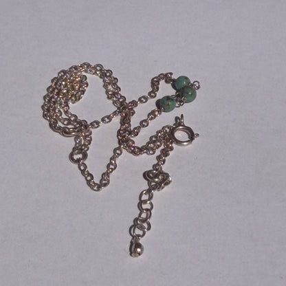 Vintage Sterling Silver Turquoise Bead  Hand Chain Bracelet