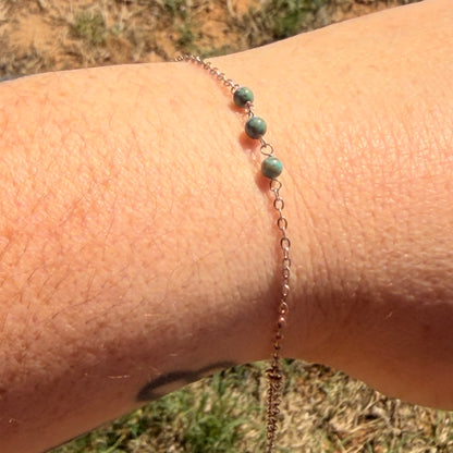 Vintage Sterling Silver Turquoise Bead  Hand Chain Bracelet