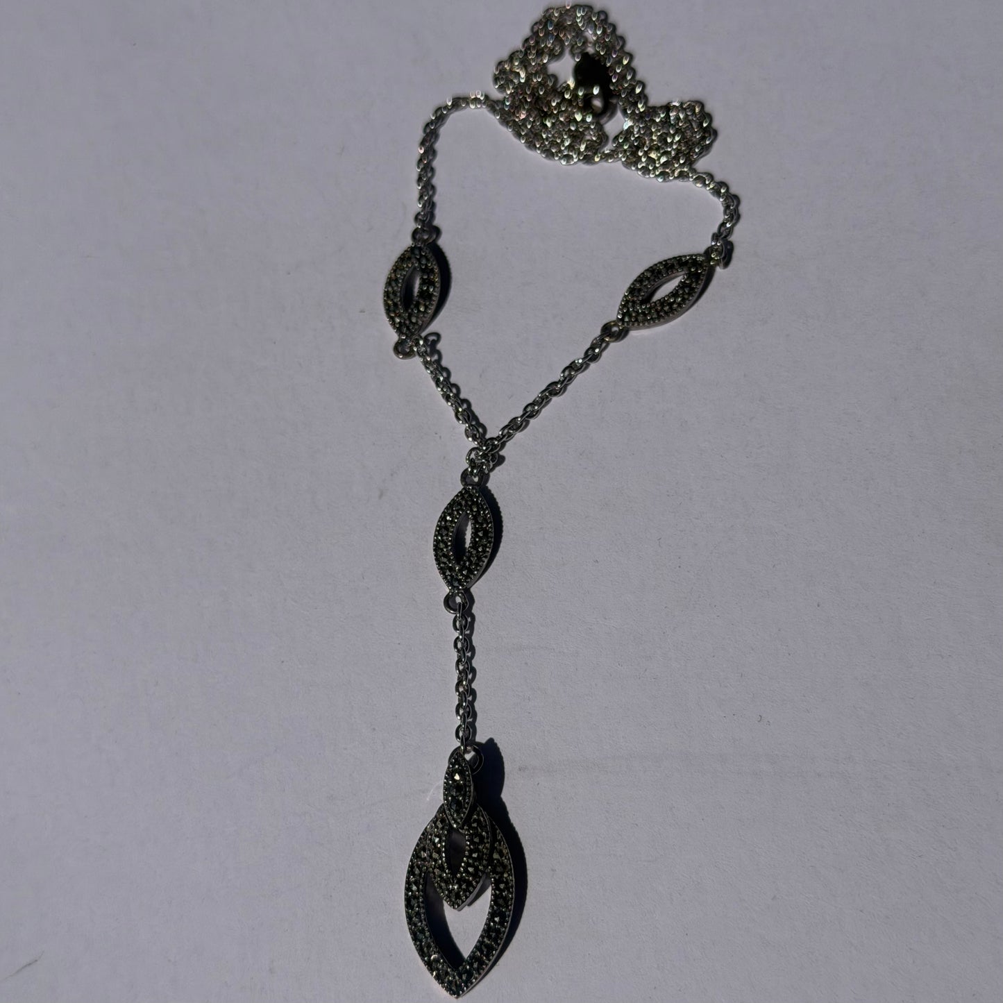 Vintage Sterling Silver Teardrop Necklace