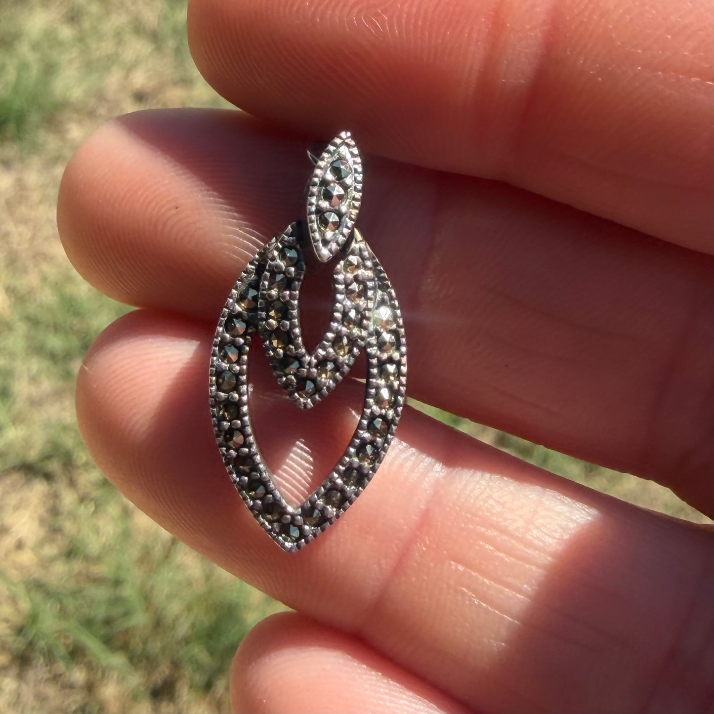 Vintage Sterling Silver Teardrop Necklace